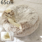 Round Pet Bed Plush Crystal Velvet Warm & Washable