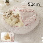 Round Pet Bed Plush Crystal Velvet Warm & Washable
