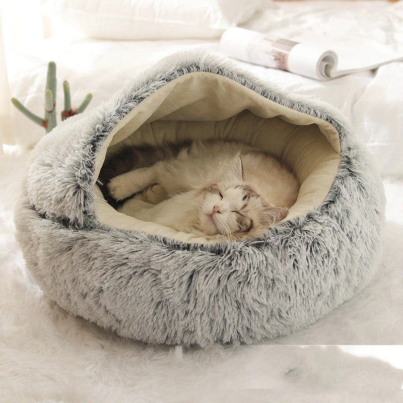 Round Pet Bed Plush Crystal Velvet Warm & Washable