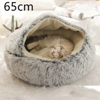 Round Pet Bed Plush Crystal Velvet Warm & Washable