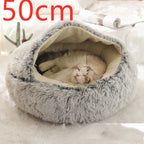 Round Pet Bed Plush Crystal Velvet Warm & Washable