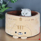 Round Pet Bed Plush Imitation Deer Hair Removable Cushion