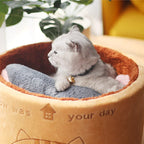 Round Pet Bed Plush Imitation Deer Hair Removable Cushion