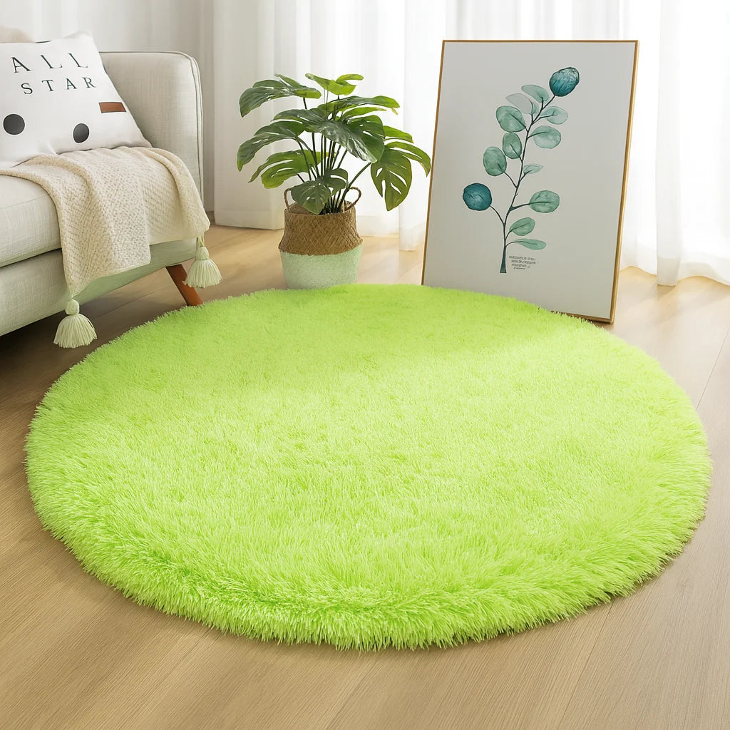 Round Rug Velvet Texture & Neutral Tones Multiple Sizes