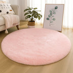 Round Rug Velvet Texture & Neutral Tones Multiple Sizes