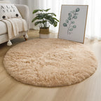 Round Rug Velvet Texture & Neutral Tones Multiple Sizes