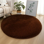 Round Rug Velvet Texture & Neutral Tones Multiple Sizes