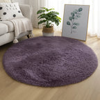 Round Rug Velvet Texture & Neutral Tones Multiple Sizes