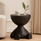 Round Side Table Space-Saving Wipe-Clean Plastic
