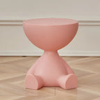 Round Side Table Space-Saving Wipe-Clean Plastic
