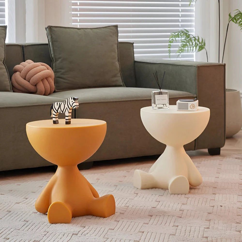 Round Side Table Space-Saving Wipe-Clean Plastic