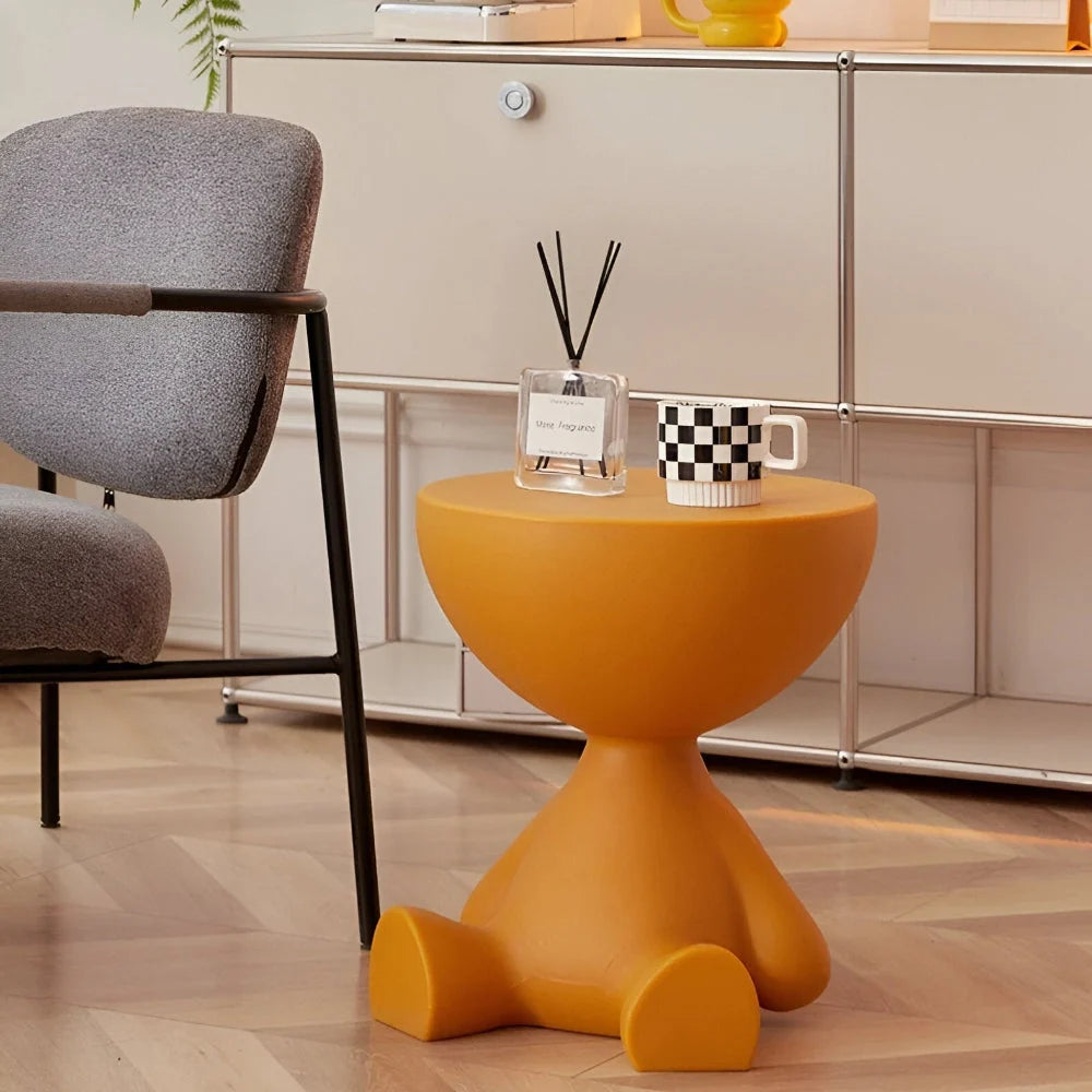 Round Side Table Space-Saving Wipe-Clean Plastic