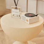 Round Side Table Space-Saving Wipe-Clean Plastic