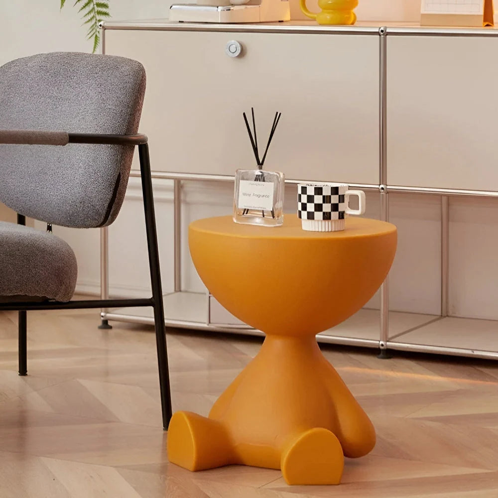 Round Side Table Space-Saving Wipe-Clean Plastic