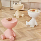 Round Side Table Space-Saving Wipe-Clean Plastic