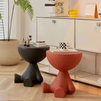 Round Side Table Space-Saving Wipe-Clean Plastic