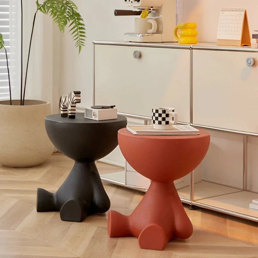 Round Side Table Space-Saving Wipe-Clean Plastic