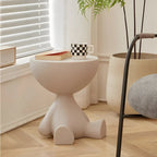 Round Side Table Space-Saving Wipe-Clean Plastic