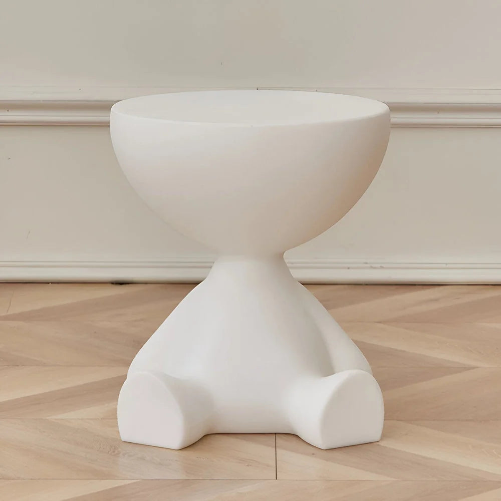 Round Side Table Space-Saving Wipe-Clean Plastic