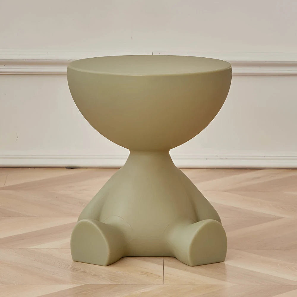 Round Side Table Space-Saving Wipe-Clean Plastic