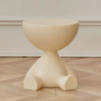 Round Side Table Space-Saving Wipe-Clean Plastic