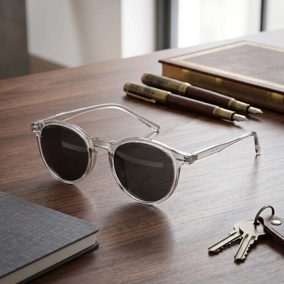 Round Sunglasses Tortoiseshell Full Frame Decorative Lenses