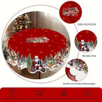 Round Tablecloth Christmas Scalloped Edge Wrinkle-Resistant Polyester