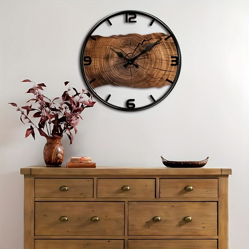 Round Wall Clock Acrylic Carved Cutout Non-Ticking