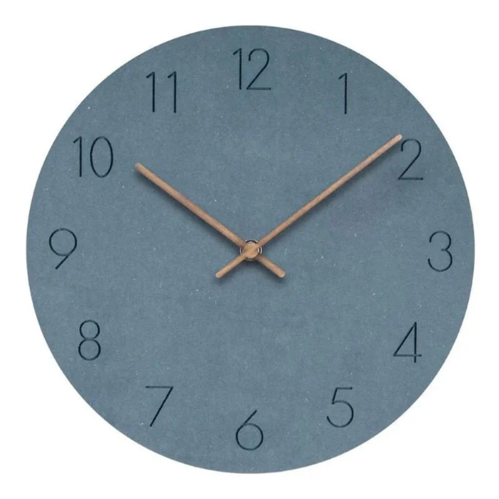 Round Wall Clock Silent Movement Wooden Frame