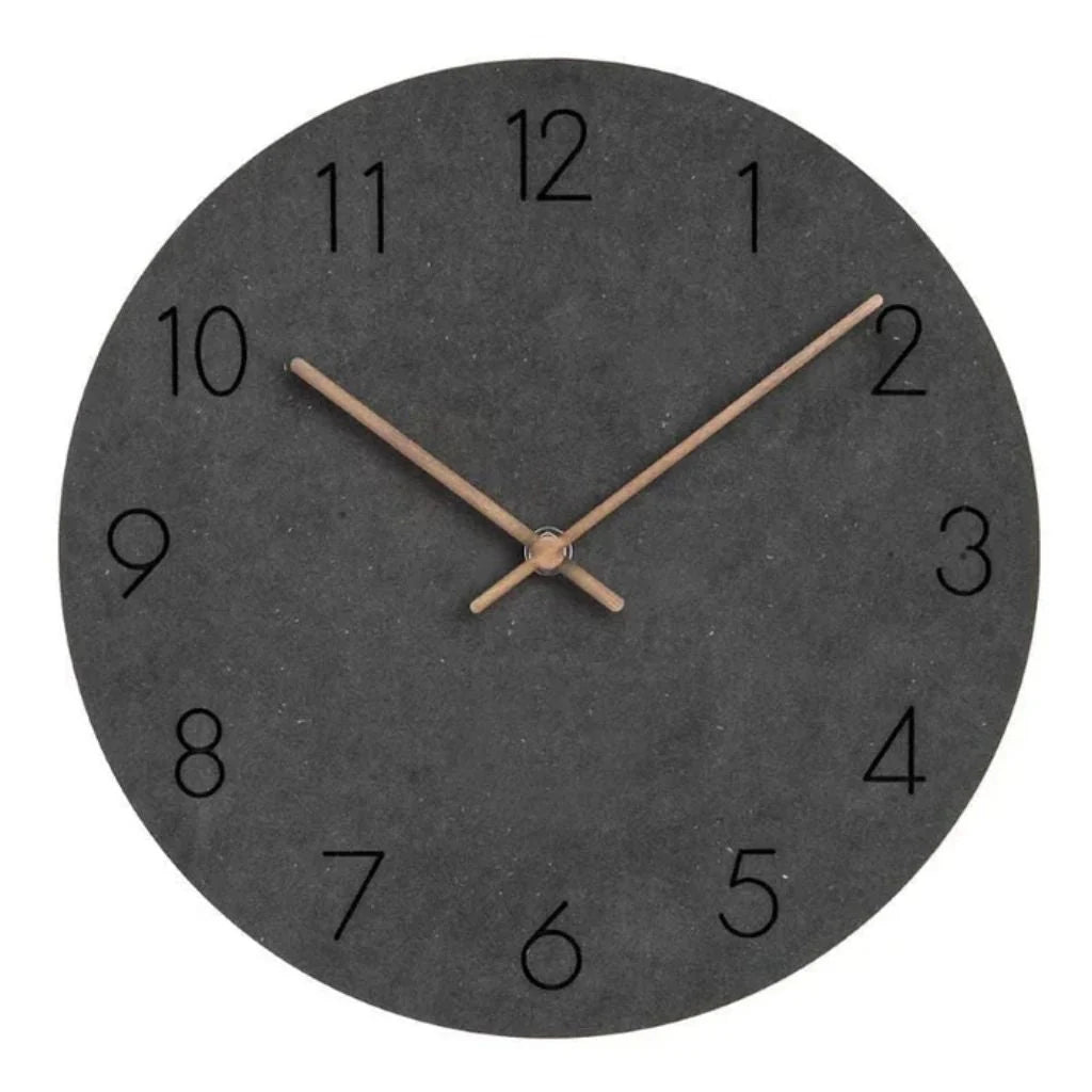 Round Wall Clock Silent Movement Wooden Frame