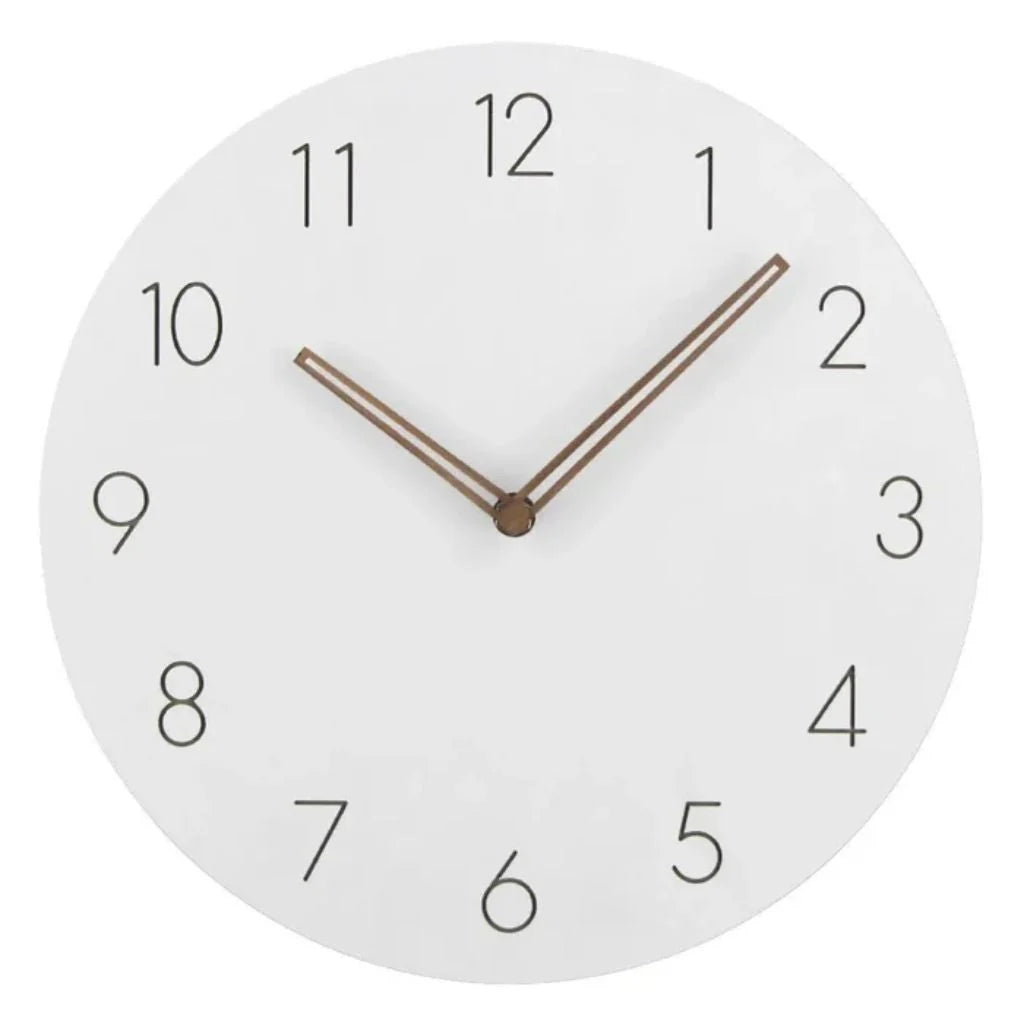 Round Wall Clock Silent Movement Wooden Frame