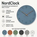 Round Wall Clock Silent Movement Wooden Frame