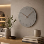 Round Wall Clock Silent Movement Wooden Frame