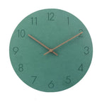Round Wall Clock Silent Movement Wooden Frame