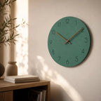 Round Wall Clock Silent Movement Wooden Frame