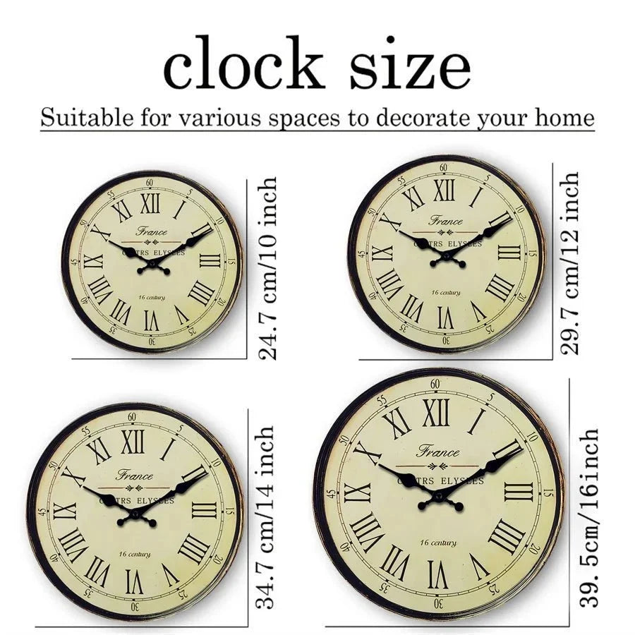 Round Wall Clock Silent Quartz Movement French Pattern