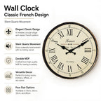 Round Wall Clock Silent Quartz Movement French Pattern