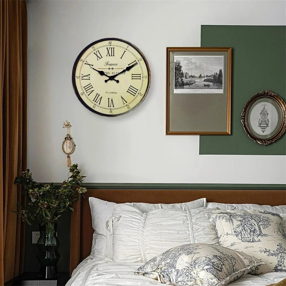 Round Wall Clock Silent Quartz Movement French Pattern