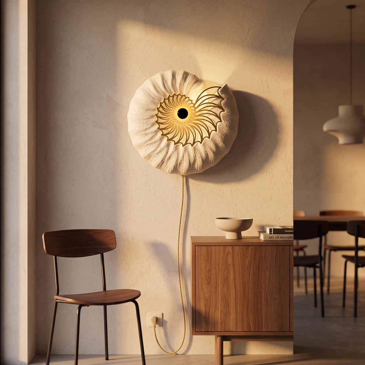 Round Wall Lamp Handmade Ceramic 50 cm Push-Button LED