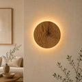 Round Wall Light Natural Wood Look & Warm Glow