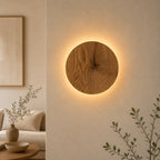Round Wall Light Natural Wood Look & Warm Glow