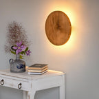Round Wall Light Natural Wood Look & Warm Glow