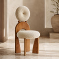 Rounded Upholstered Solid Wood Dining Chair