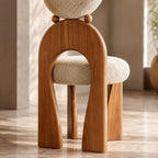 Rounded Upholstered Solid Wood Dining Chair