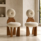 Rounded Upholstered Solid Wood Dining Chair