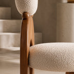 Rounded Upholstered Solid Wood Dining Chair