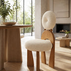 Rounded Upholstered Solid Wood Dining Chair
