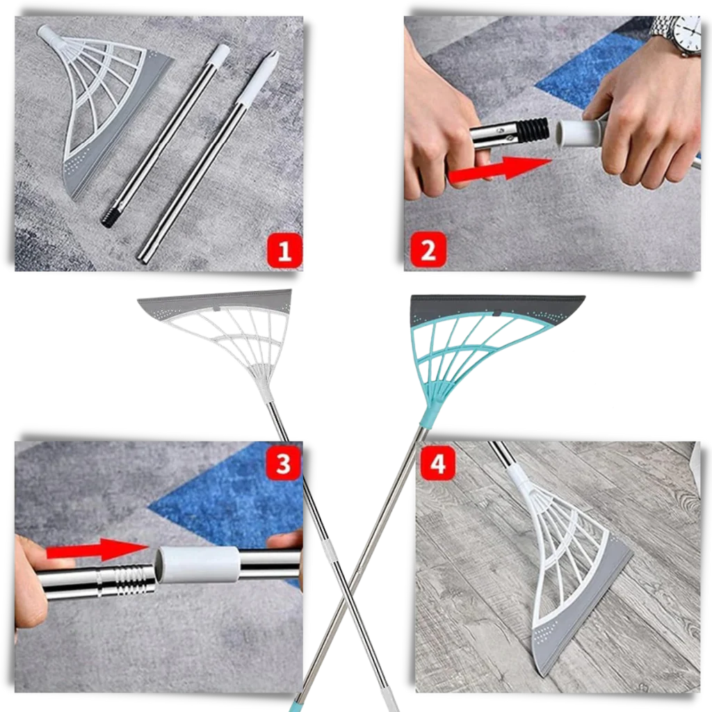 Rubber Broom Telescopic Reach & Wide Blade