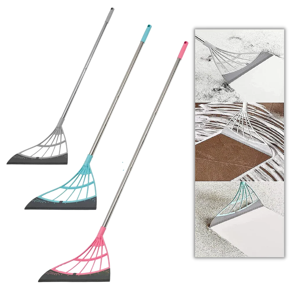 Rubber Broom Telescopic Reach & Wide Blade