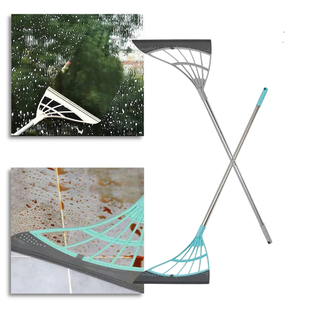 Rubber Broom Telescopic Reach & Wide Blade